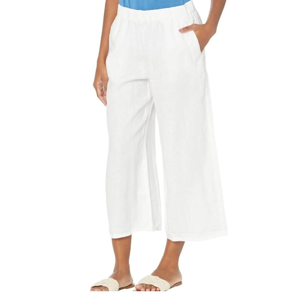 Eileen Fisher White Wide-Leg Pants